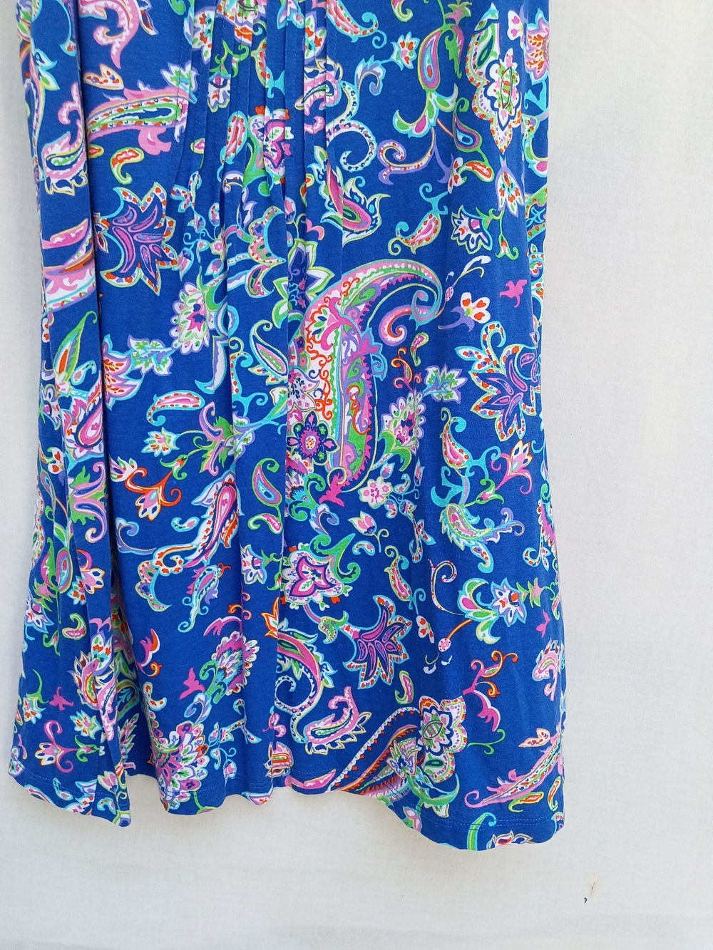 Lauren Ralph Lauren Royal Blue Paisley Midi Dress with Pink & Green Accents - Picture 6 of 8